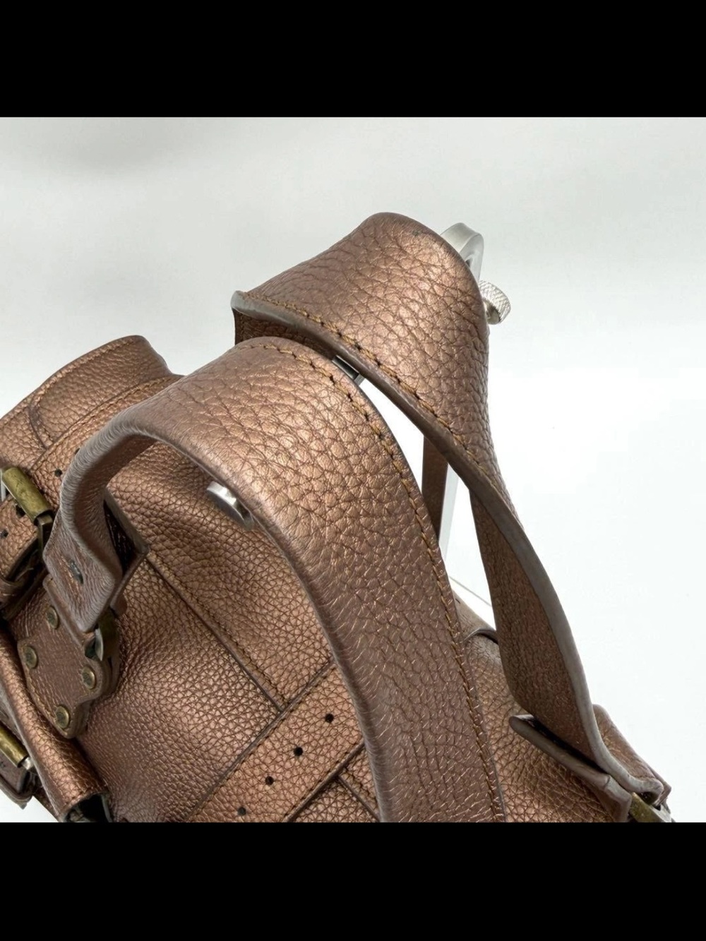 Mulberry Brown Pebbled Leather Buckle Satchel - Picture 7 of 11